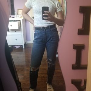 High rise girlfriend jeans